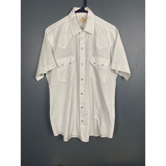 VINTAGE DEE CEE BRAND MEN WESTERN RANCHER COWBOY WHITE SNAP PEARL SHIRT Sz 16 - Picture 1 of 8